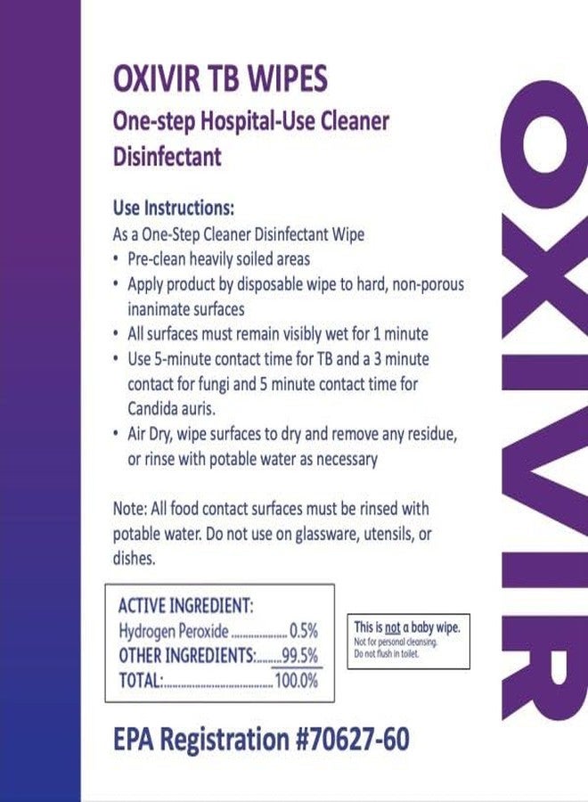 Oxivir Diversey Tb 5627427 Ready-to-Use Disinfectant Cleaning Wipes, Accelerated Hydrogen Peroxide, 11x12-Inch Extra Large Sheets, 160-Wipes, 1-Bucket - Image 3